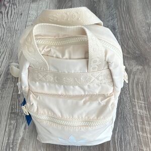 Adidas Cream Textured Backpack with Layered Design